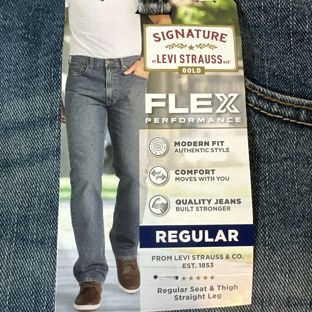 Signature Levi Strauss Gold Flex Performance Jeans Men’s 42X30 Reg Straight Leg - Picture 6 of 16